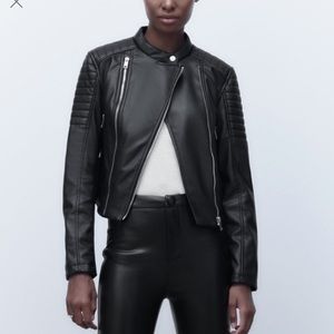 Zara faux leather zippered jacket